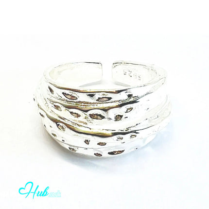 925 Silver Ring (Hallmarked) Pebble-Textured Design | 6.65g | Adjustable UK N-O-P CA