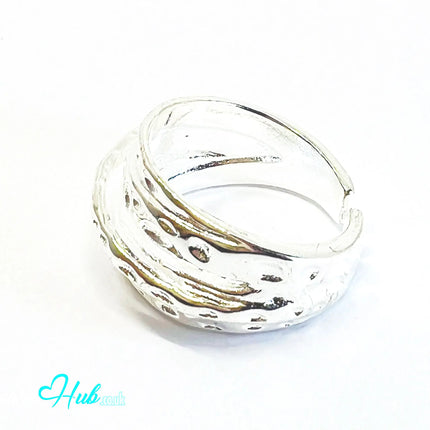 925 Silver Ring (Hallmarked) Pebble-Textured Design | 6.65g | Adjustable UK N-O-P CA