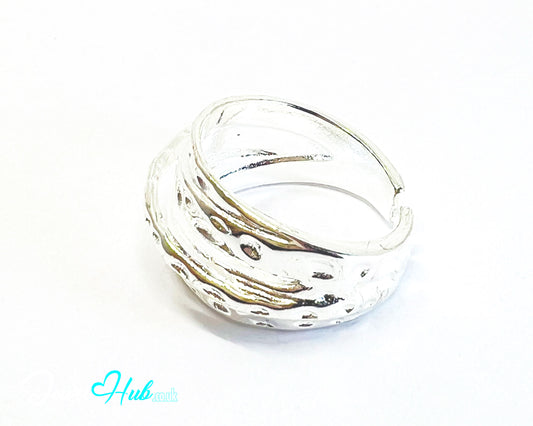925 Silver Ring (Hallmarked) Pebble-Textured Design | 6.65g | Adjustable (N-P)