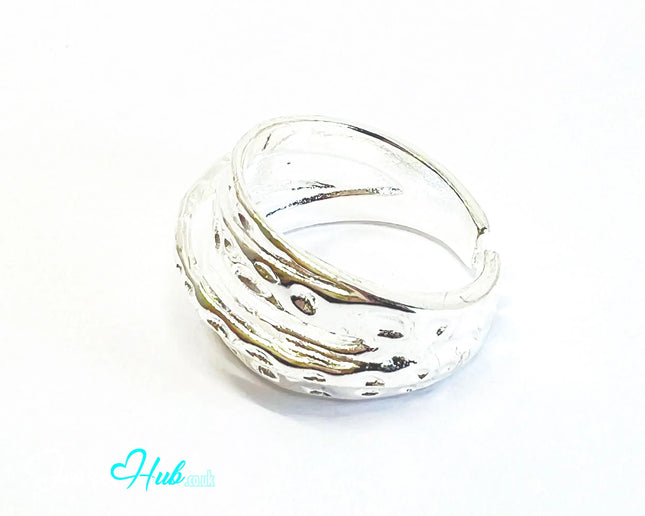 925 Silver Ring (Hallmarked) Pebble-Textured Design | 6.65g | Adjustable UK N-O-P CA