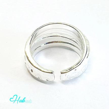 925 Silver Ring (Hallmarked) Pebble-Textured Design | 6.65g | Adjustable UK N-O-P CA