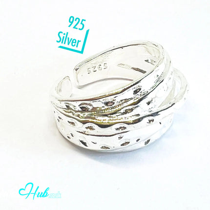 925 Silver Ring (Hallmarked) Pebble-Textured Design | 6.65g | Adjustable UK N-O-P CA