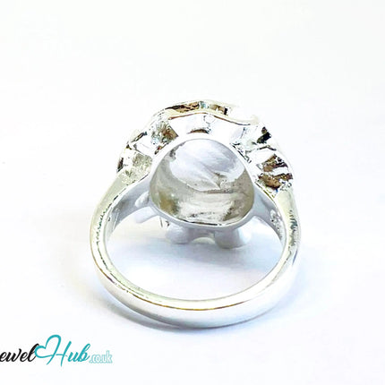 925 Silver Ring (Hallmarked) Rose Motif with Wavy Sculptural Band | 9.37g | UK N US 7 / UK Q US 8.5 CA