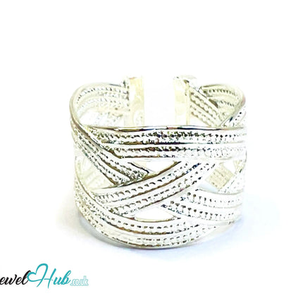 925 Silver Ring (Hallmarked) Woven Band Design | 5.45g | Adjustable UK M-N-O CA