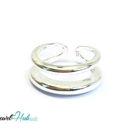 925 Silver Ring (Hallmarked) Double Band Design | 4.44g | Adjustable UK N-O-P CA