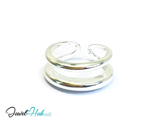 925 Silver Ring (Hallmarked) Double Band Design | 4.44g | Adjustable (N–P)