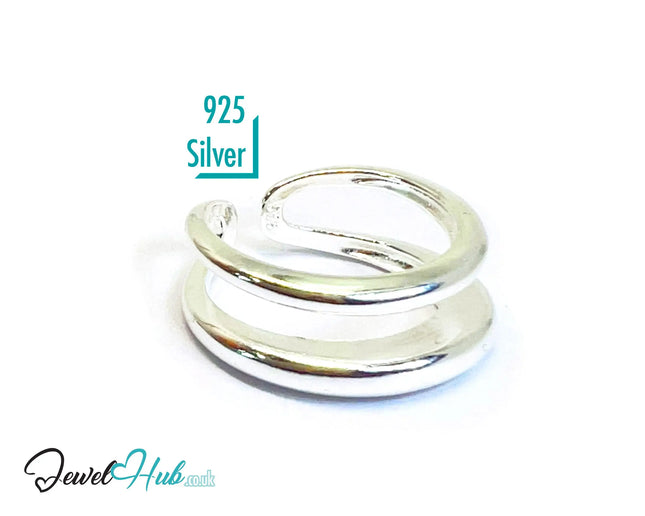 925 Silver Ring (Hallmarked) Double Band Design | 4.44g | Adjustable UK N-O-P CA