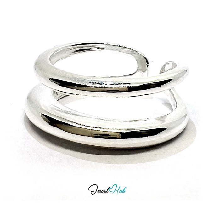 925 Silver Ring (Hallmarked) Double Band Design | 4.44g | Adjustable UK N-O-P CA