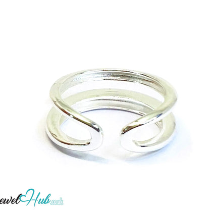 925 Silver Ring (Hallmarked) Double Band Design | 4.44g | Adjustable UK N-O-P CA