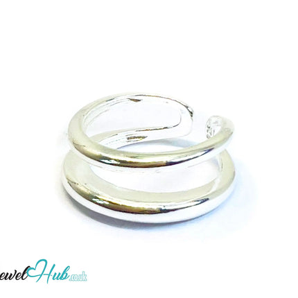 925 Silver Ring (Hallmarked) Double Band Design | 4.44g | Adjustable UK N-O-P CA