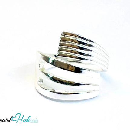 925 Silver Ring (Hallmarked) Layered Band Design | 4.36g | Adjustable UK L-M-N CA