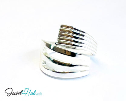 925 Silver Ring (Hallmarked) Layered Band Design | 4.36g | Adjustable (L-N)