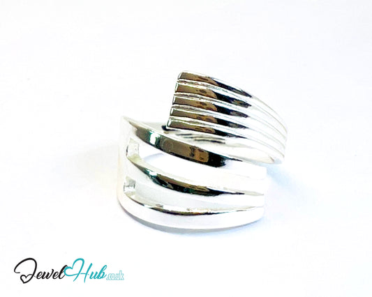 925 Silver Ring (Hallmarked) Layered Band Design | 4.36g | Adjustable (L-N)