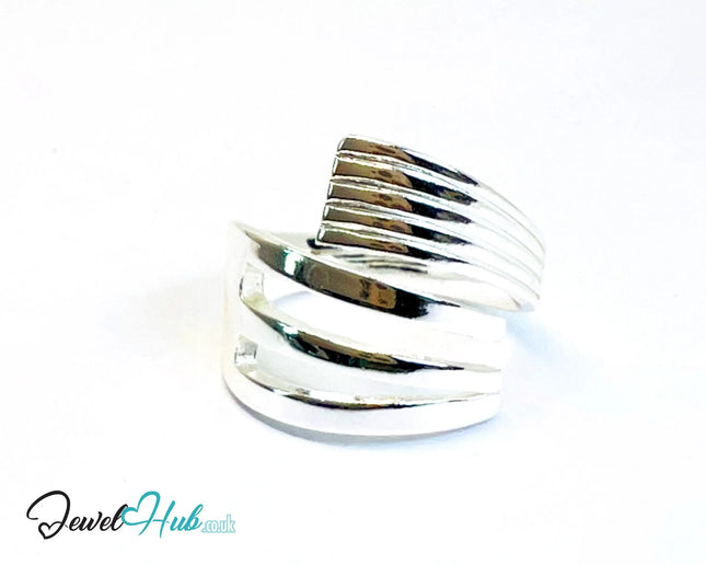 925 Silver Ring (Hallmarked) Layered Band Design | 4.36g | Adjustable UK L-M-N CA