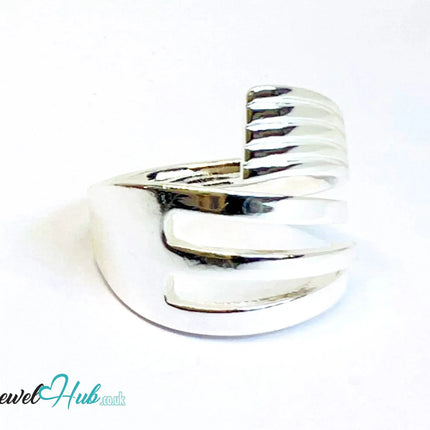 925 Silver Ring (Hallmarked) Layered Band Design | 4.36g | Adjustable UK L-M-N CA
