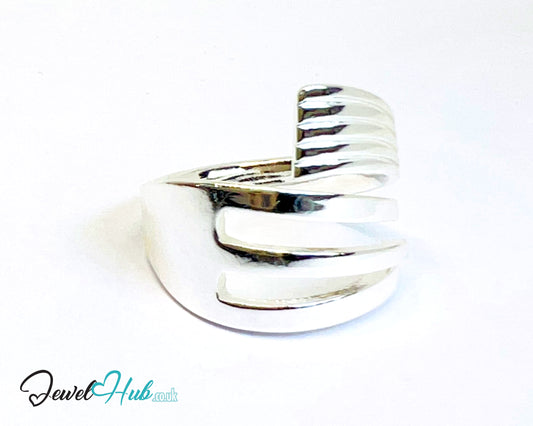 925 Silver Ring (Hallmarked) Layered Band Design | 4.36g | Adjustable (L-N)