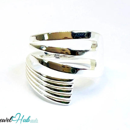 925 Silver Ring (Hallmarked) Layered Band Design | 4.36g | Adjustable UK L-M-N CA