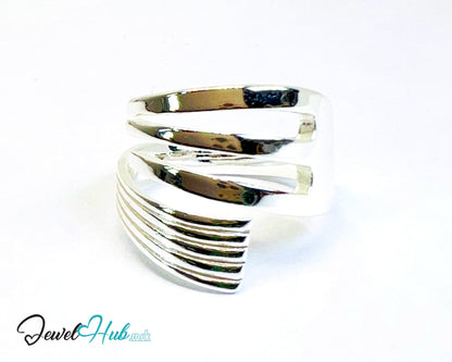 925 Silver Ring (Hallmarked) Layered Band Design | 4.36g | Adjustable (L-N)