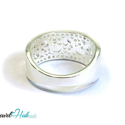 925 Silver Ring (Hallmarked) Lace-Inspired Pattern with Beaded Edges | 3.6-4.2g | UK N US 7 / UK R US 9 CA