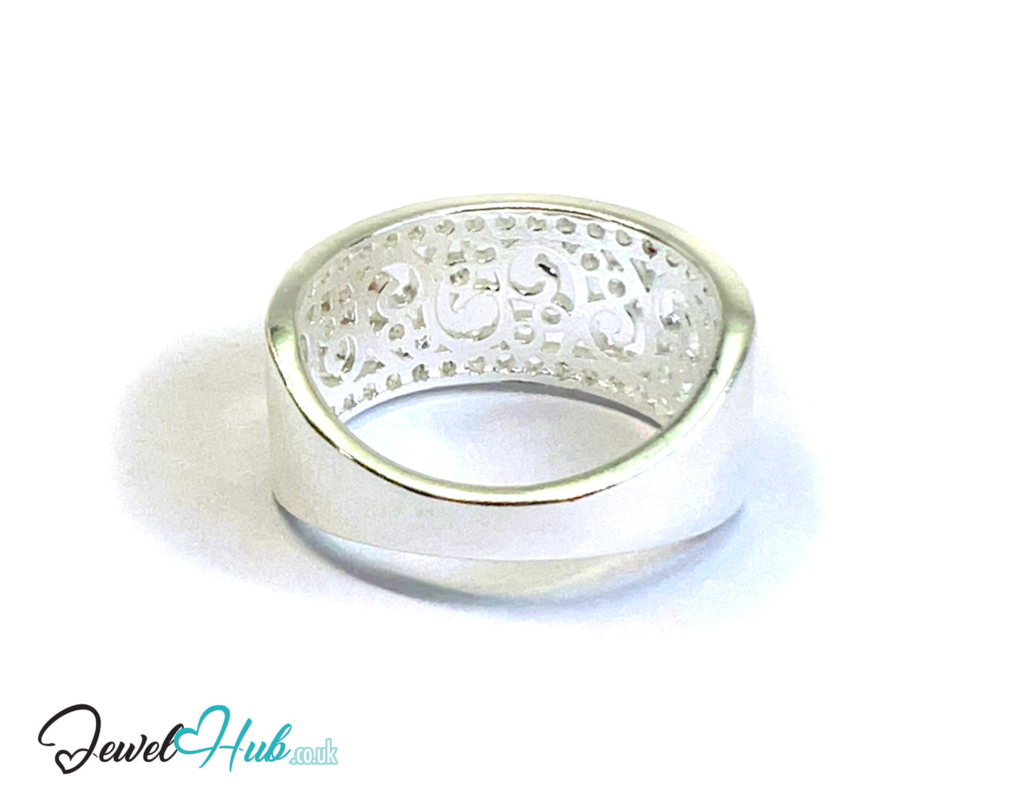 925 Silver Ring (Hallmarked) Lace-Inspired Pattern with Beaded Edges | 3.6-4.2g | UK N US 7 / UK R US 9
