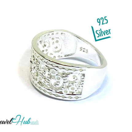 925 Silver Ring (Hallmarked) Lace-Inspired Pattern with Beaded Edges | 3.6-4.2g | UK N US 7 / UK R US 9 CA