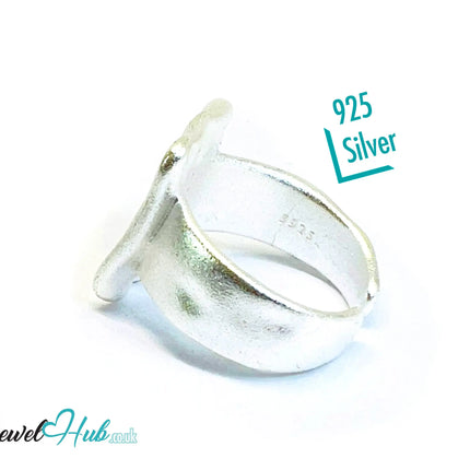 925 Silver Ring (Hallmarked) Square Top Design with Textured Finish | 9.4g | Adjustable UK M-N-O CA