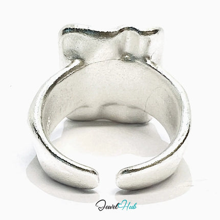 925 Silver Ring (Hallmarked) Square Top Design with Textured Finish | 9.4g | Adjustable UK M-N-O CA