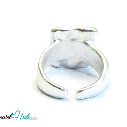 925 Silver Ring (Hallmarked) Square Top Design with Textured Finish | 9.4g | Adjustable UK M-N-O CA