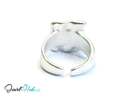 925 Silver Ring (Hallmarked) Square Top Design with Textured Finish | 9.4g | Adjustable (M-O)