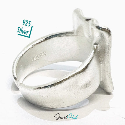 925 Silver Ring (Hallmarked) Square Top Design with Textured Finish | 9.4g | Adjustable UK M-N-O CA