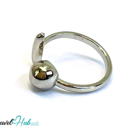 925 Silver Ring (Hallmarked) Ball & Oval Open-End Design | 2.6g | Adjustable UK M-N-O CA