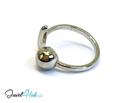 925 Silver Ring (Hallmarked) Ball & Oval Open-End Design | 2.6g | Adjustable (M-O)