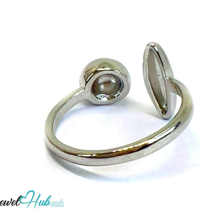 925 Silver Ring (Hallmarked) Ball & Oval Open-End Design | 2.6g | Adjustable UK M-N-O CA