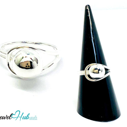 925 Silver Ring (Hallmarked) Orb Crest Design | 2.62g | Adjustable UK N-O-P CA