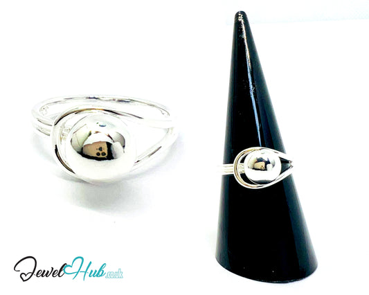 925 Silver Ring (Hallmarked) Orb Crest Design | 2.62g | Adjustable (UK N–P)