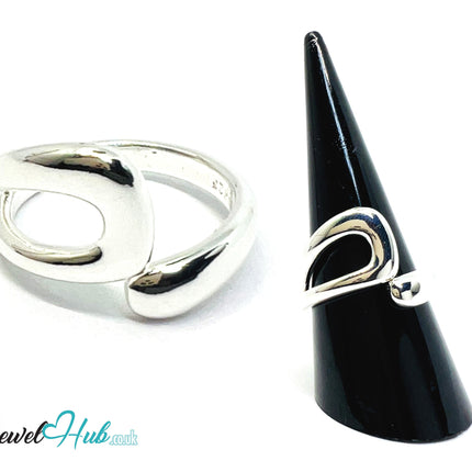 925 Silver Ring (Hallmarked) Contour Loop Design | 5.7g | Adjustable UK O-P-Q CA