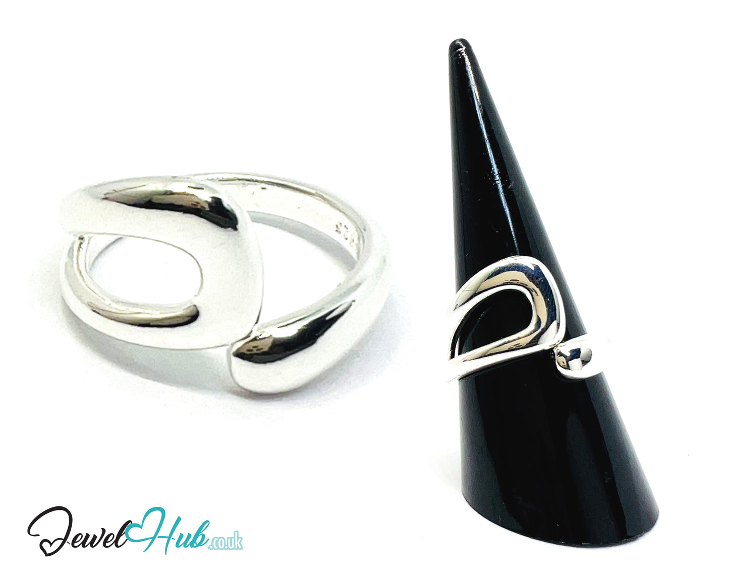 925 Silver Ring (Hallmarked) Contour Loop Design | 5.7g | Adjustable (UK O–Q)