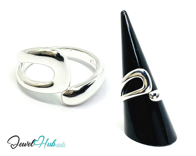 925 Silver Ring (Hallmarked) Contour Loop Design | 5.7g | Adjustable UK O-P-Q CA