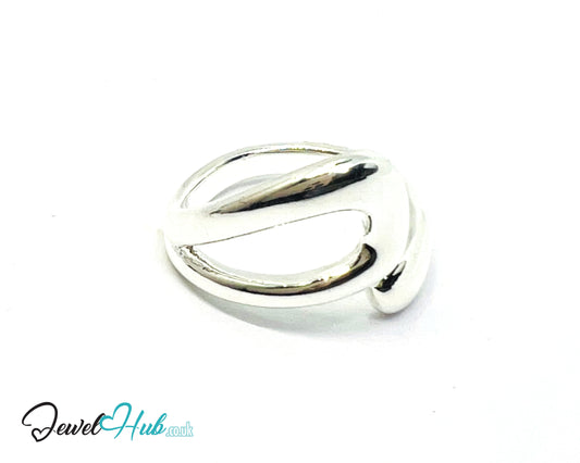 925 Silver Ring (Hallmarked) Contour Loop Design | 5.7g | Adjustable (UK O–Q)