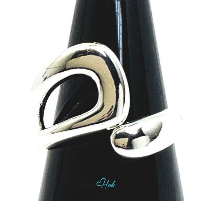 925 Silver Ring (Hallmarked) Contour Loop Design | 5.7g | Adjustable UK O-P-Q CA