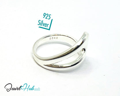 925 Silver Ring (Hallmarked) Contour Loop Design | 5.7g | Adjustable (UK O–Q)