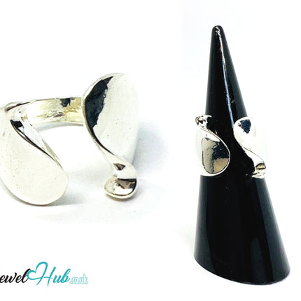 925 Silver Ring (Hallmarked) Twin Leaf Design | 6.4–7.2g | Adjustable UK L-M-N CA