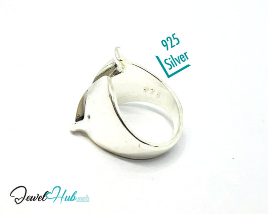 925 Silver Ring (Hallmarked) Twin Leaf Design | 6.4–7.2g | Adjustable (UK L–N)