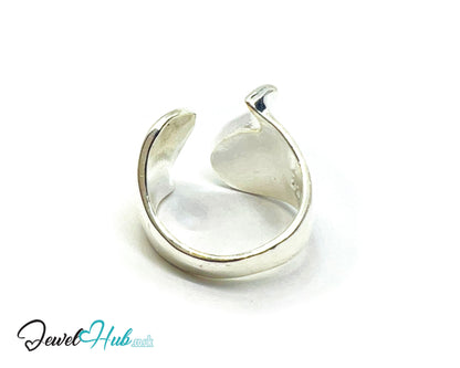 925 Silver Ring (Hallmarked) Twin Leaf Design | 6.4–7.2g | Adjustable (UK L–N)