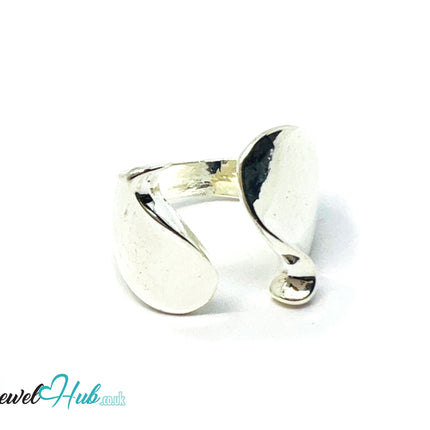 925 Silver Ring (Hallmarked) Twin Leaf Design | 6.4–7.2g | Adjustable UK L-M-N CA