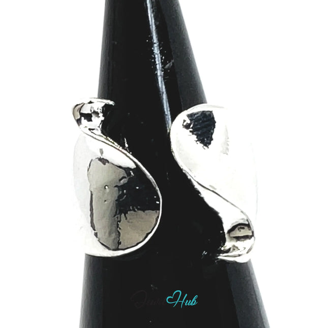 925 Silver Ring (Hallmarked) Twin Leaf Design | 6.4–7.2g | Adjustable UK L-M-N CA