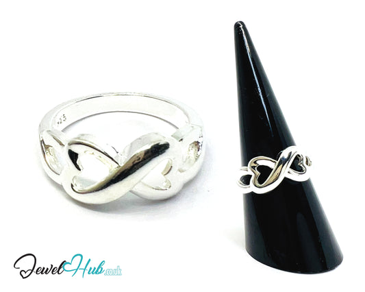 925 Silver Ring (Hallmarked) Infinity Heart | 3.31g / 3.45g | UK N US 7 / UK P US 8