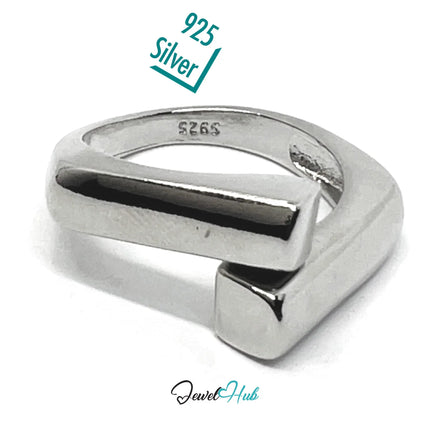925 Silver Ring (Hallmarked) Linear Merge Design | 4.2g | Adjustable UK O-P-Q CA
