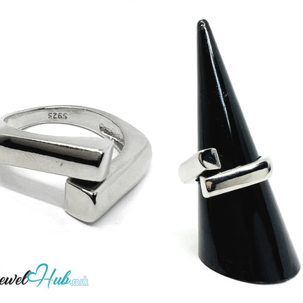 925 Silver Ring (Hallmarked) Linear Merge Design | 4.2g | Adjustable UK O-P-Q CA