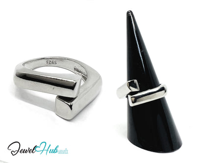 925 Silver Ring (Hallmarked) Linear Merge Design | 4.2g | Adjustable (UK O–Q)